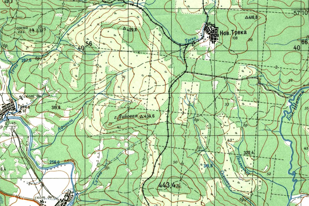 Карта окрестностей деревни Новая Трека